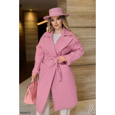 Розовое пальто из шерсти, вискозы и акрила 